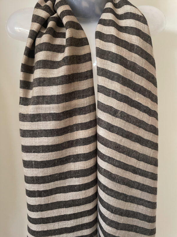 Black Striped Design Pashmina Stole - Image 3